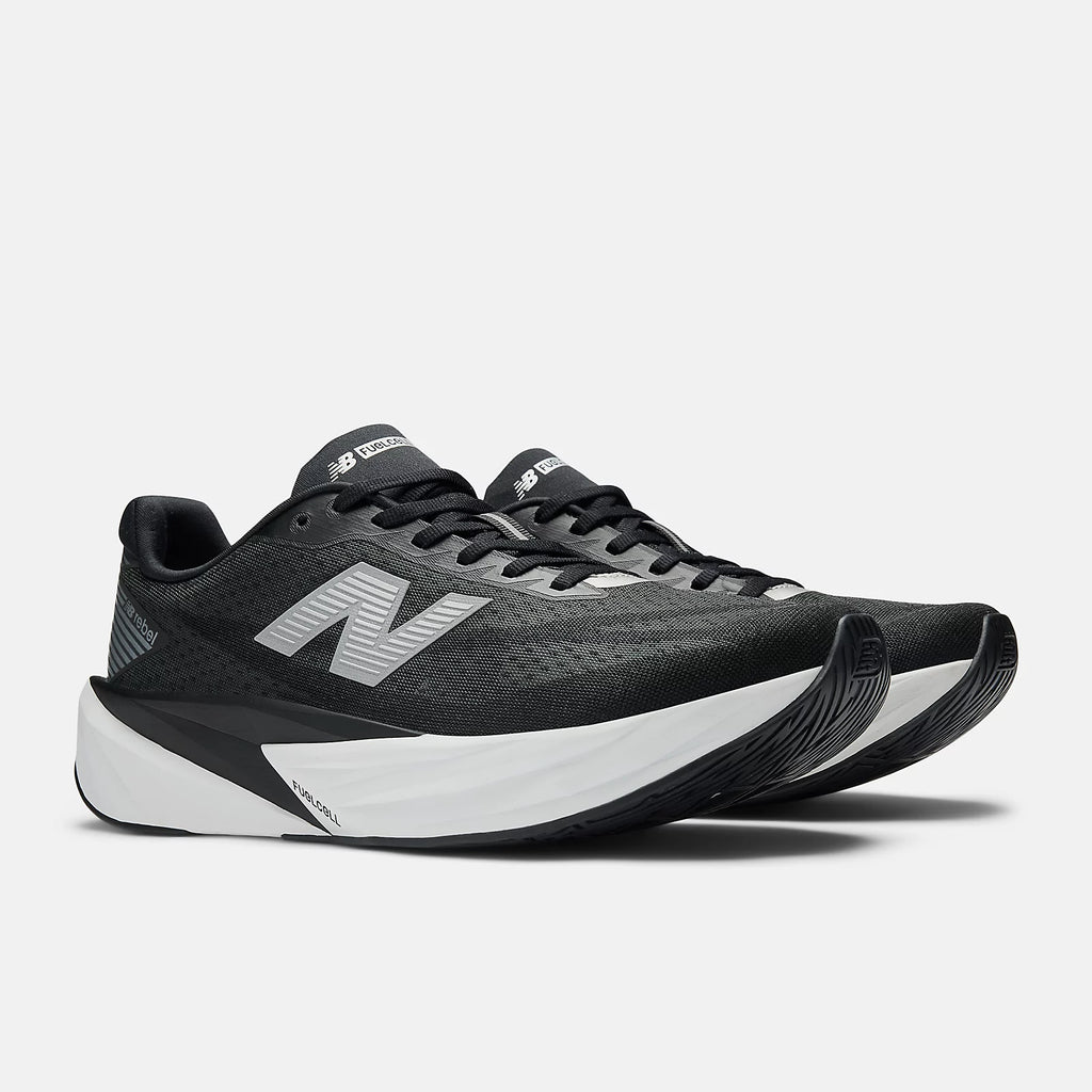 New Balance Men's FuelCell Rebel v5 Running Shoe - Black with Silver Metallic and White