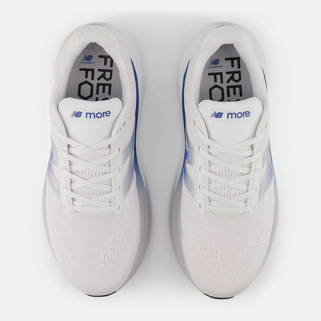 New Balance Men's Fresh Foam X More v6 Cushioned Running Shoe - NB 103 White with Blue Agate and Reflection