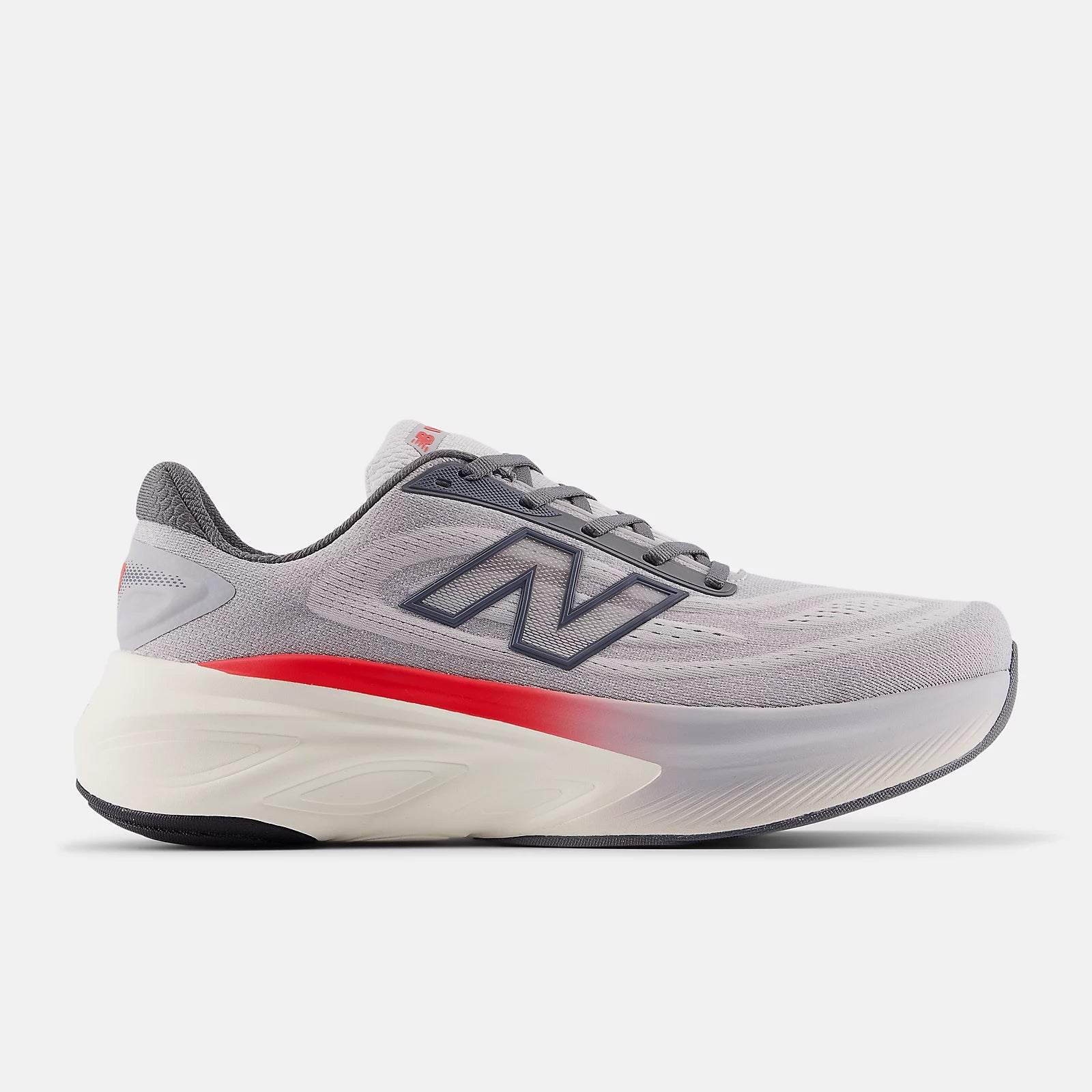 New Balance Men's Fresh Foam X More v6 Cushioned Running Shoe - Grey Matter with True Red and Castlerock