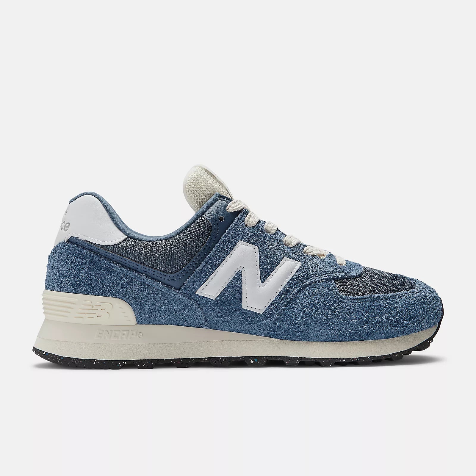 New Balance Unisex 574 v2 Varsity Suede Sneaker - Vintage Indigo / White / Angora