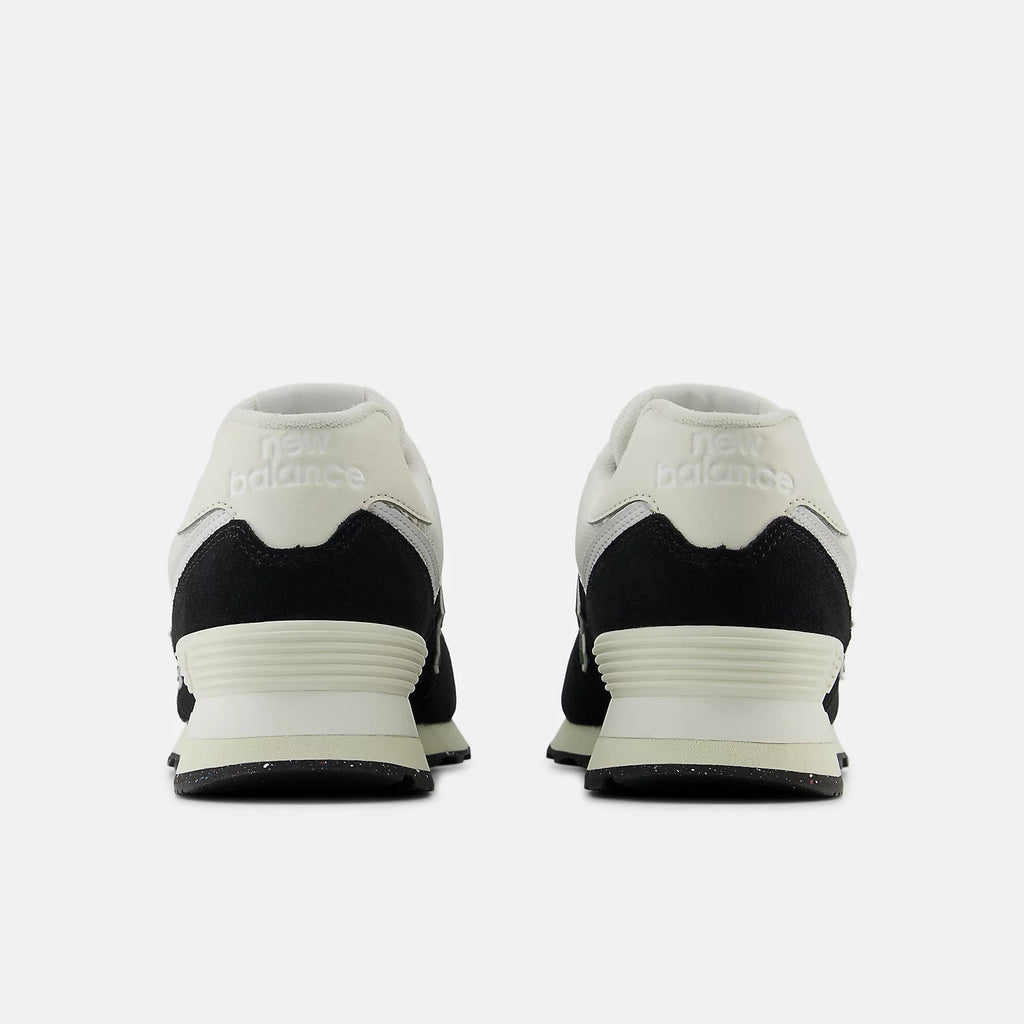 New Balance Unisex 574 v2 Varsity Suede Sneaker - Black with White and Marsh Green