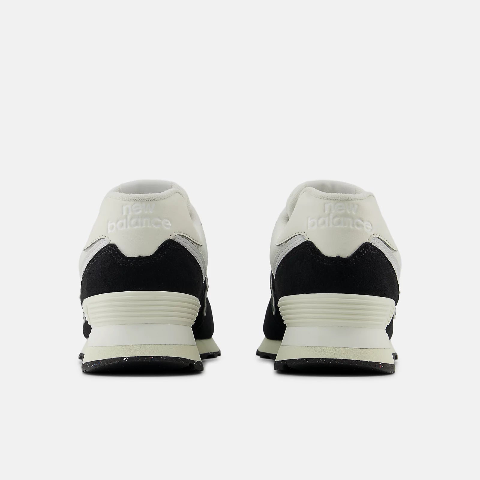 New Balance Unisex 574 v2 Varsity Suede Sneaker - Black with White and Marsh Green