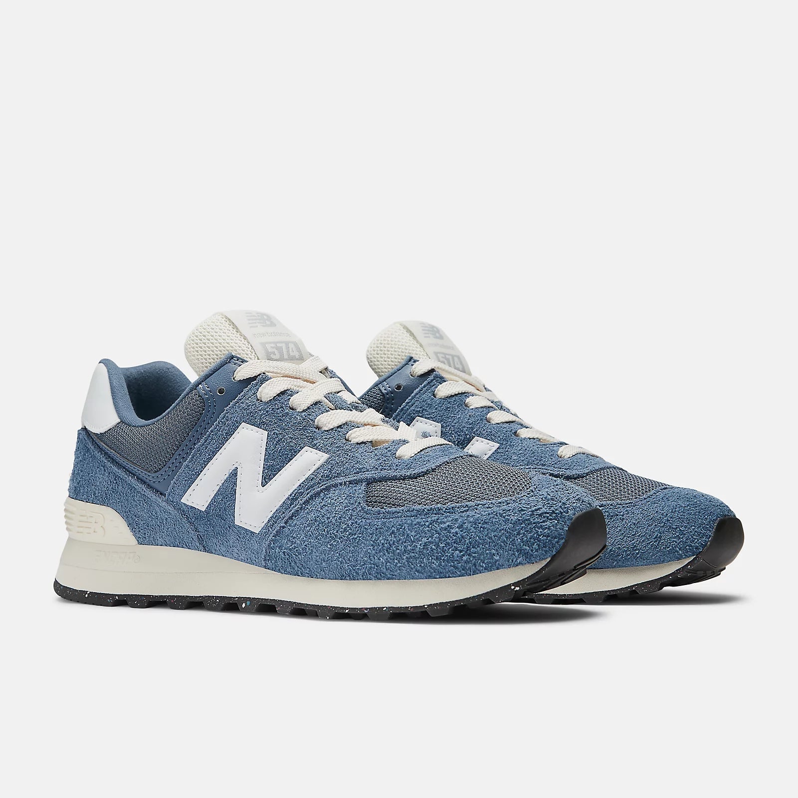 New Balance Unisex 574 v2 Varsity Suede Sneaker - Vintage Indigo / White / Angora