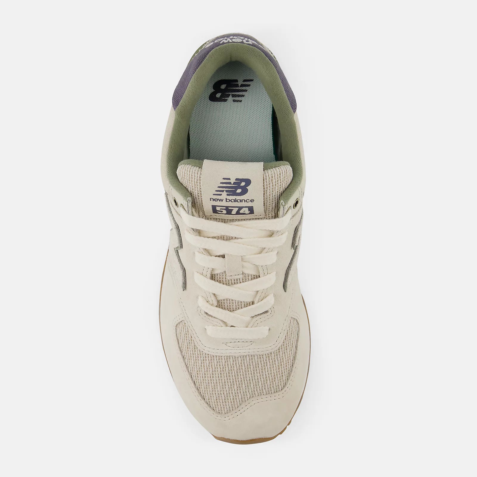 New Balance Unisex 574 Lifestyle Suede Sneaker - Timberwolf with Dark Olivine