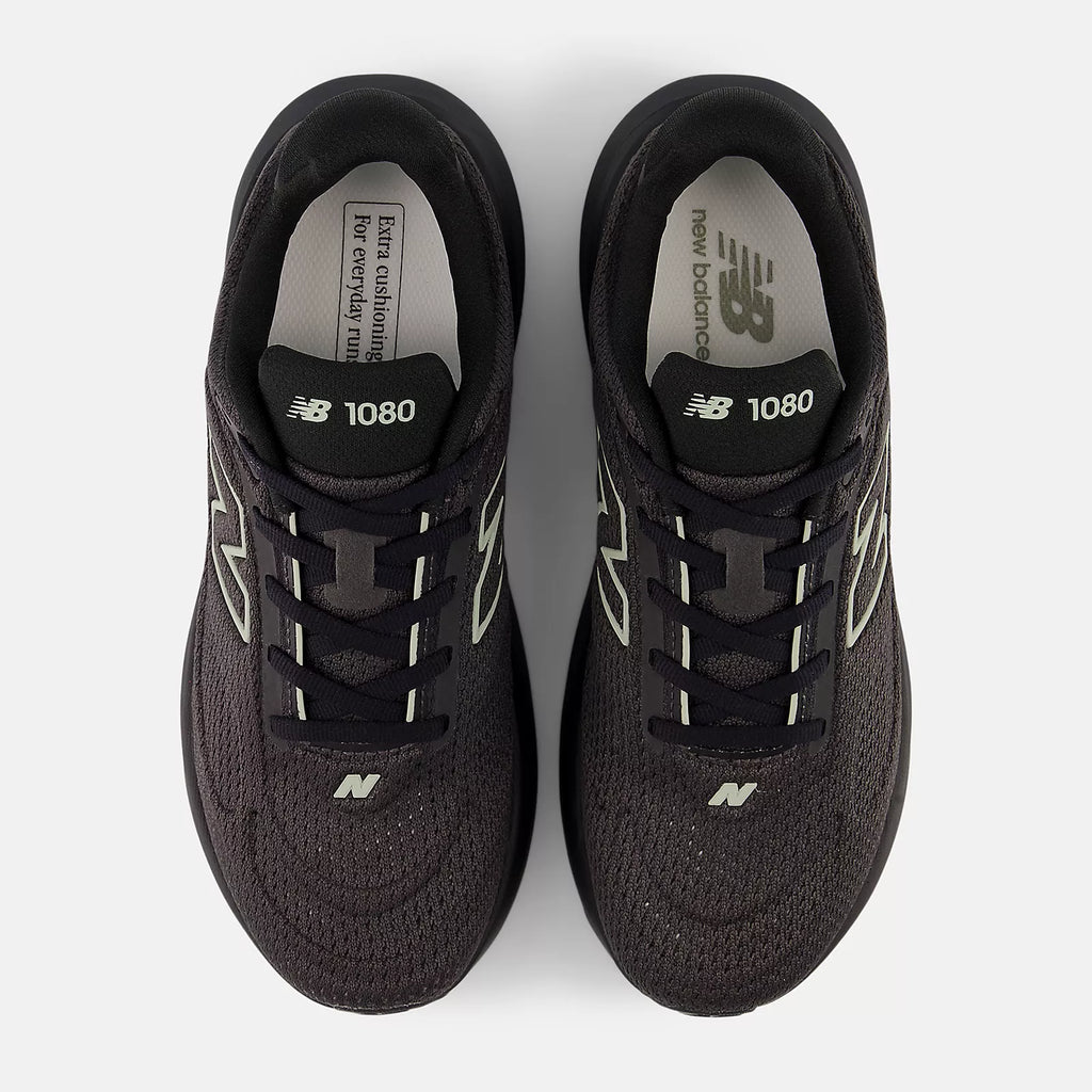 New Balance Women's Fresh Foam X 1080v15 Running Shoe - Black with Olivine and Faded Black
