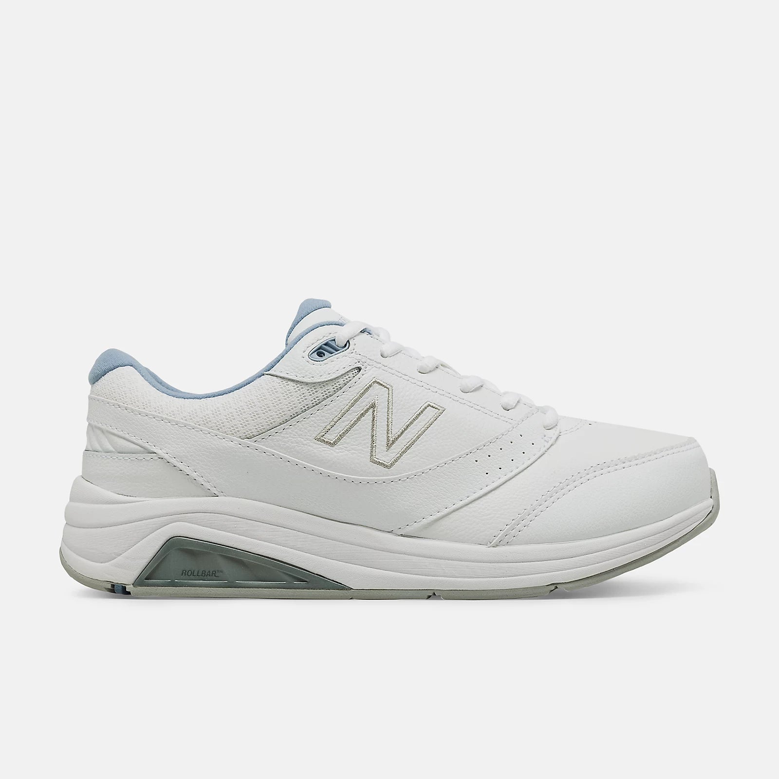 New Balance Women's 928v3 Leather Walking Shoe - White with Blue