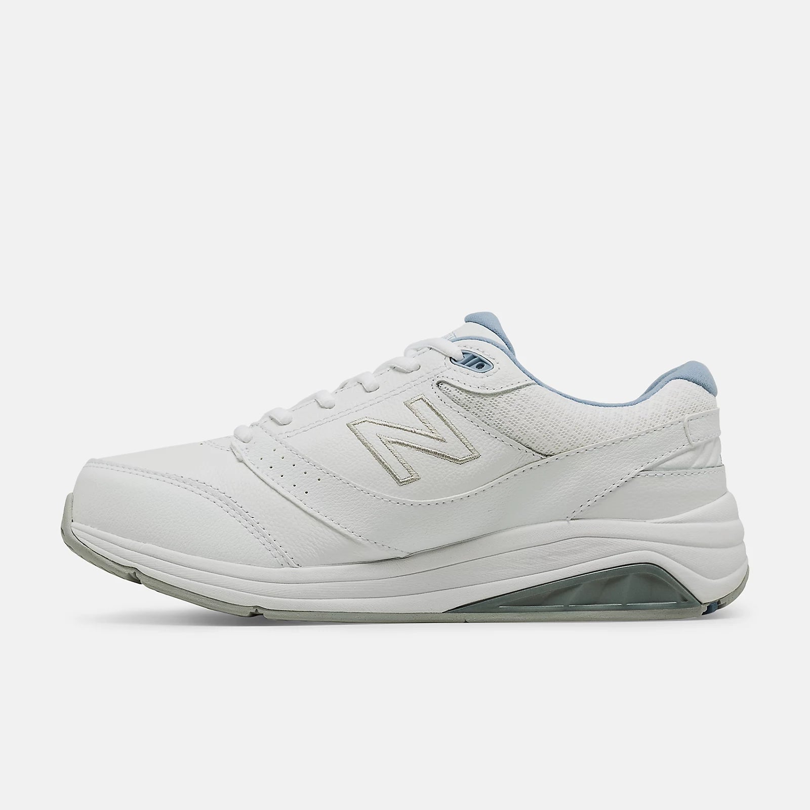 New Balance Women's 928v3 Leather Walking Shoe - White with Blue